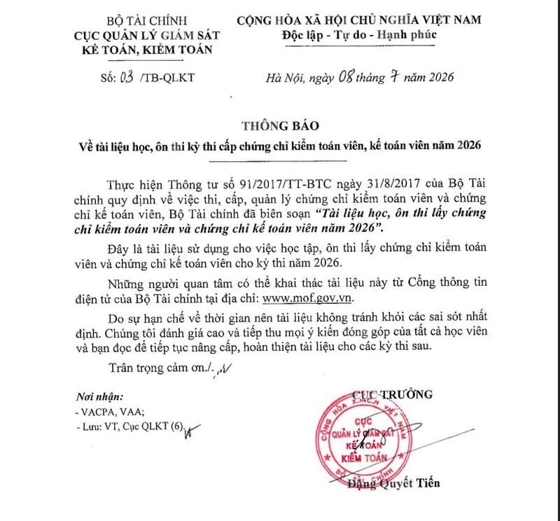 Tài liệu ôn thi CPA 2026